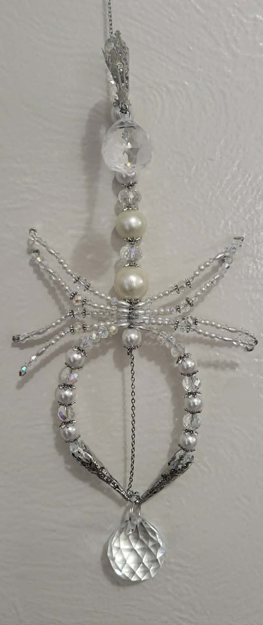 White Pearl & Prisms Scorpion Spinner Suncatcher