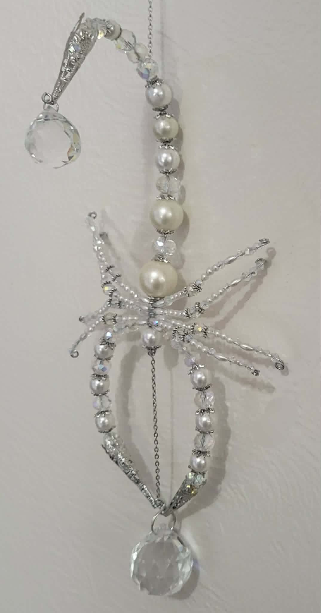 White Pearl & Prisms Scorpion Spinner Suncatcher