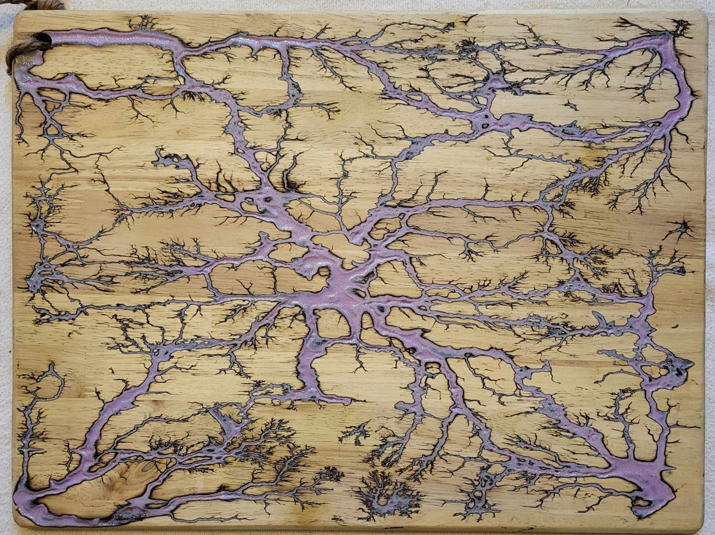 9)  20"x 15 1/2" Reversible Serving / Charcuterie/Cutting Board- Sparkling Lavender &  Iridescent Lavender -Fractal Burned-Food Safe