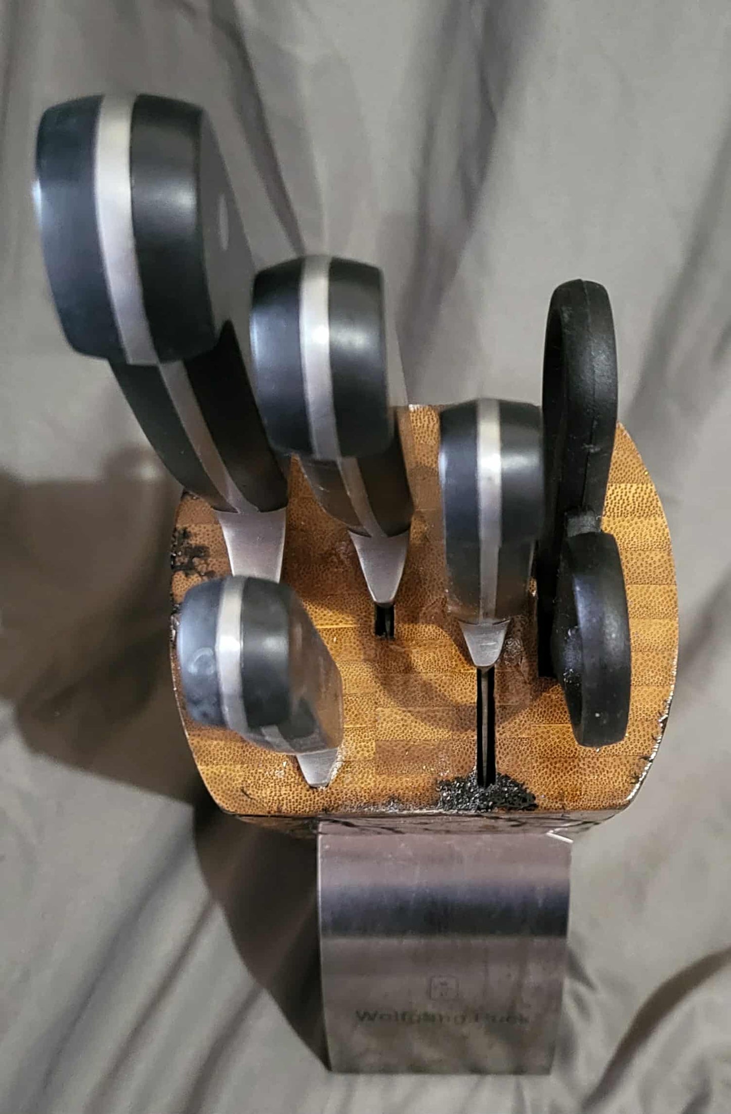 Fractal Burned Knife Block Set with Natural Polyurethane Finish