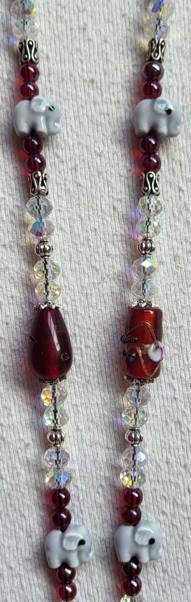 Elephant Beaded Crystal Badge / ID Holder Lanyard