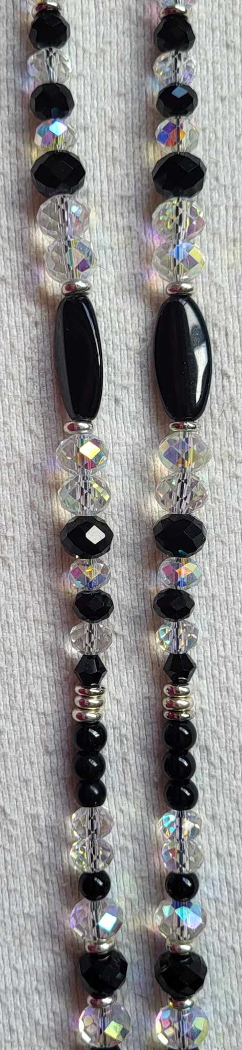 Black Beaded Crystal Badge / ID Holder Lanyard