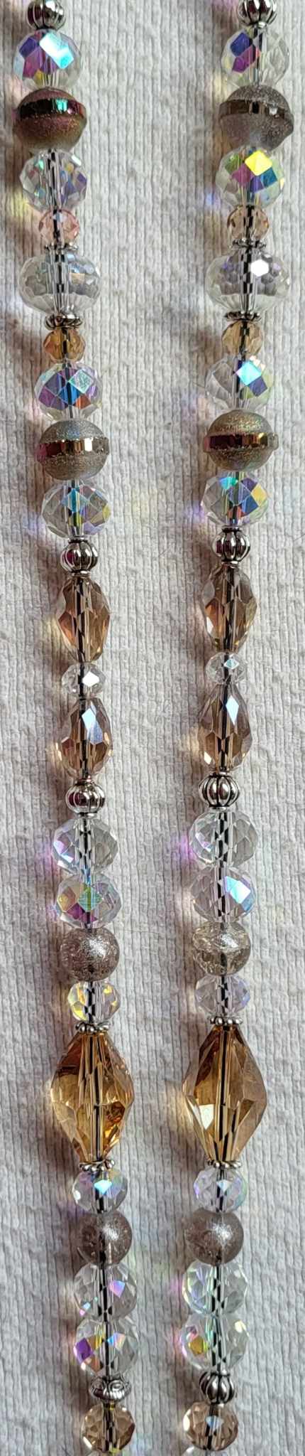 Champagne Beaded Crystal Badge / ID Holder Lanyard