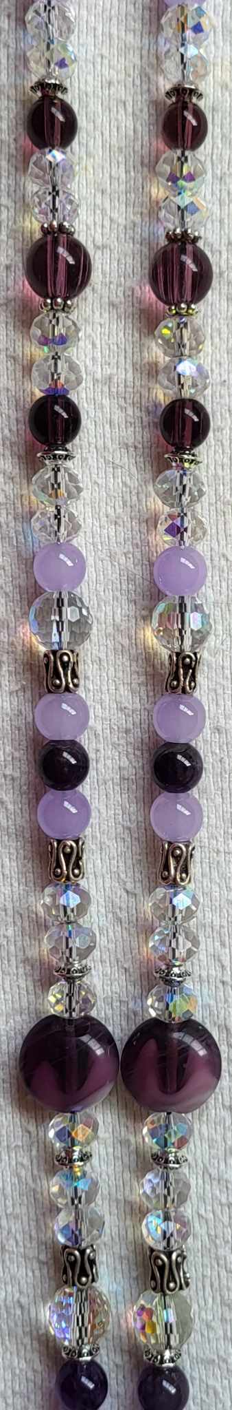 Purple Beaded Crystal Badge / ID Holder Lanyard