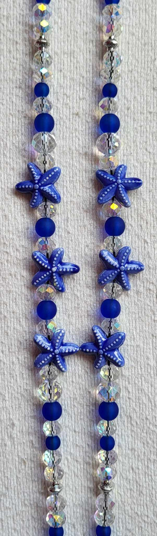 Starfish Beaded Crystal Badge / ID Holder Lanyard