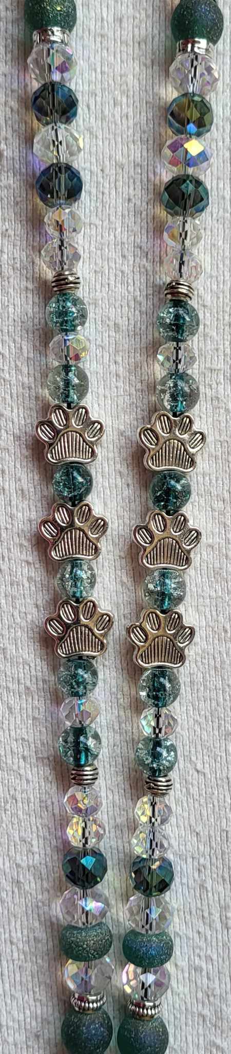 Dog Paws Beaded Crystal Badge / ID Holder Lanyard