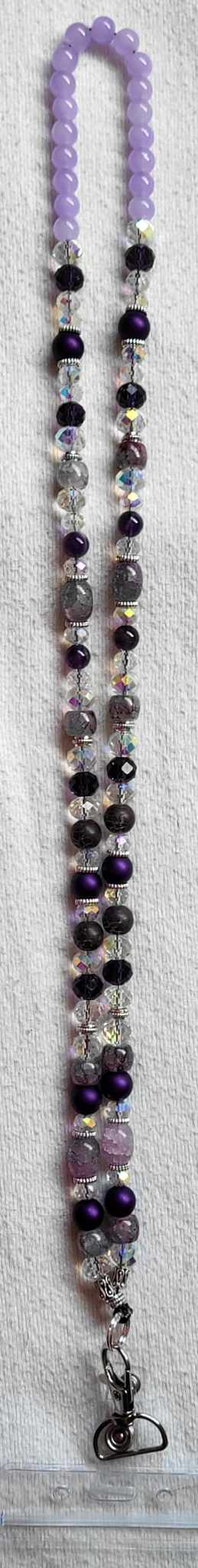 Purples Beaded Crystal Badge / ID Holder Lanyard