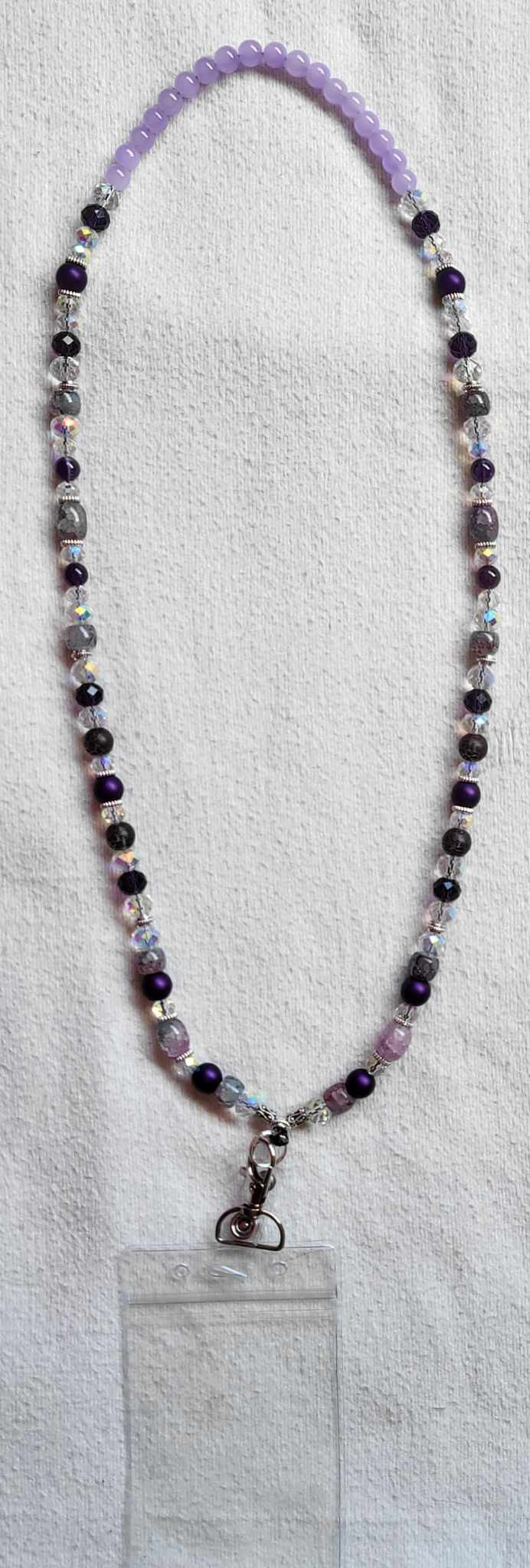 Purples Beaded Crystal Badge / ID Holder Lanyard