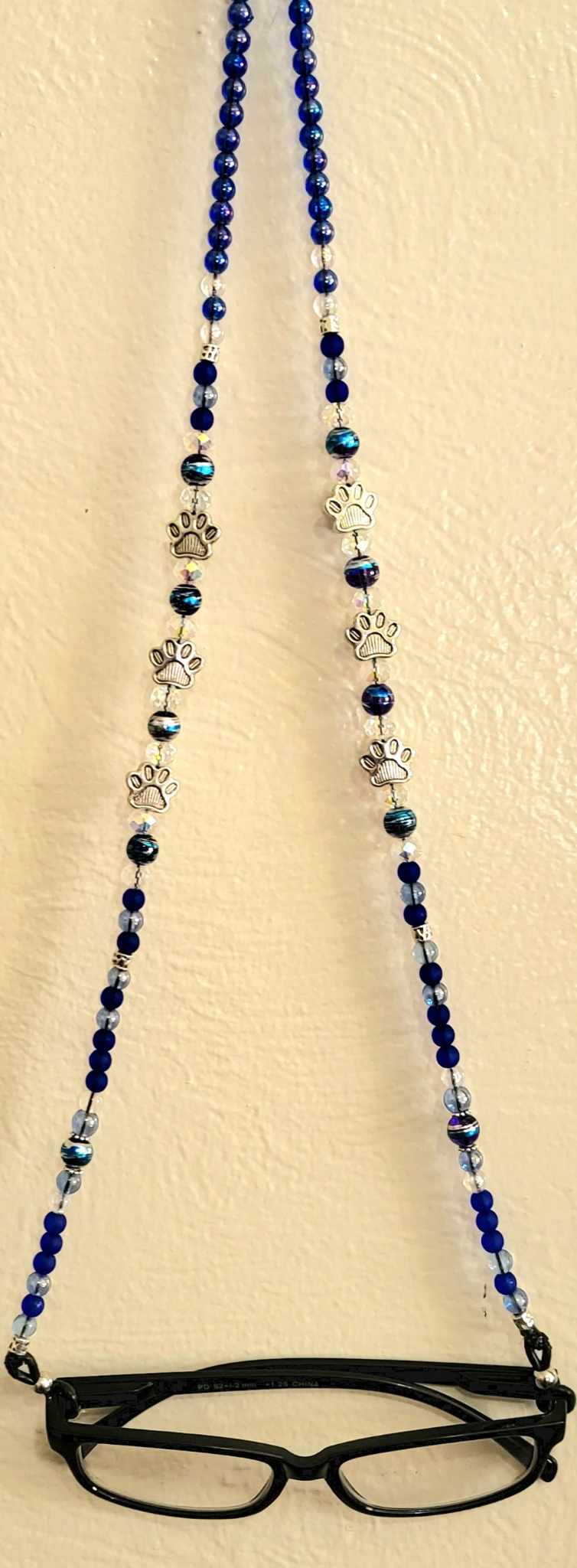 Blue Dog Paws Crystal Beaded Eyeglass Lanyard / Eyeglass Chains / Eyeglass Holder