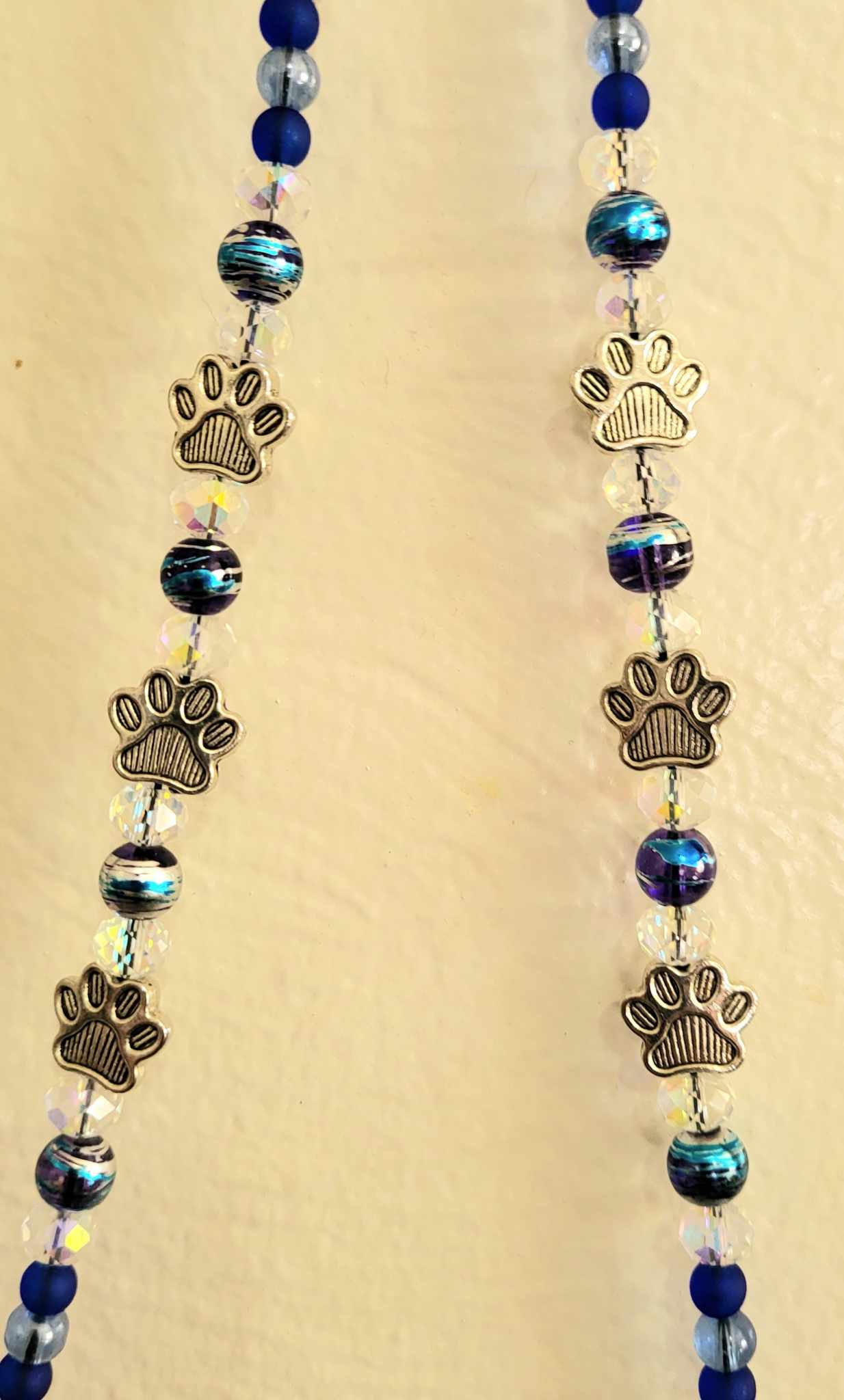 Blue Dog Paws Crystal Beaded Eyeglass Lanyard / Eyeglass Chains / Eyeglass Holder