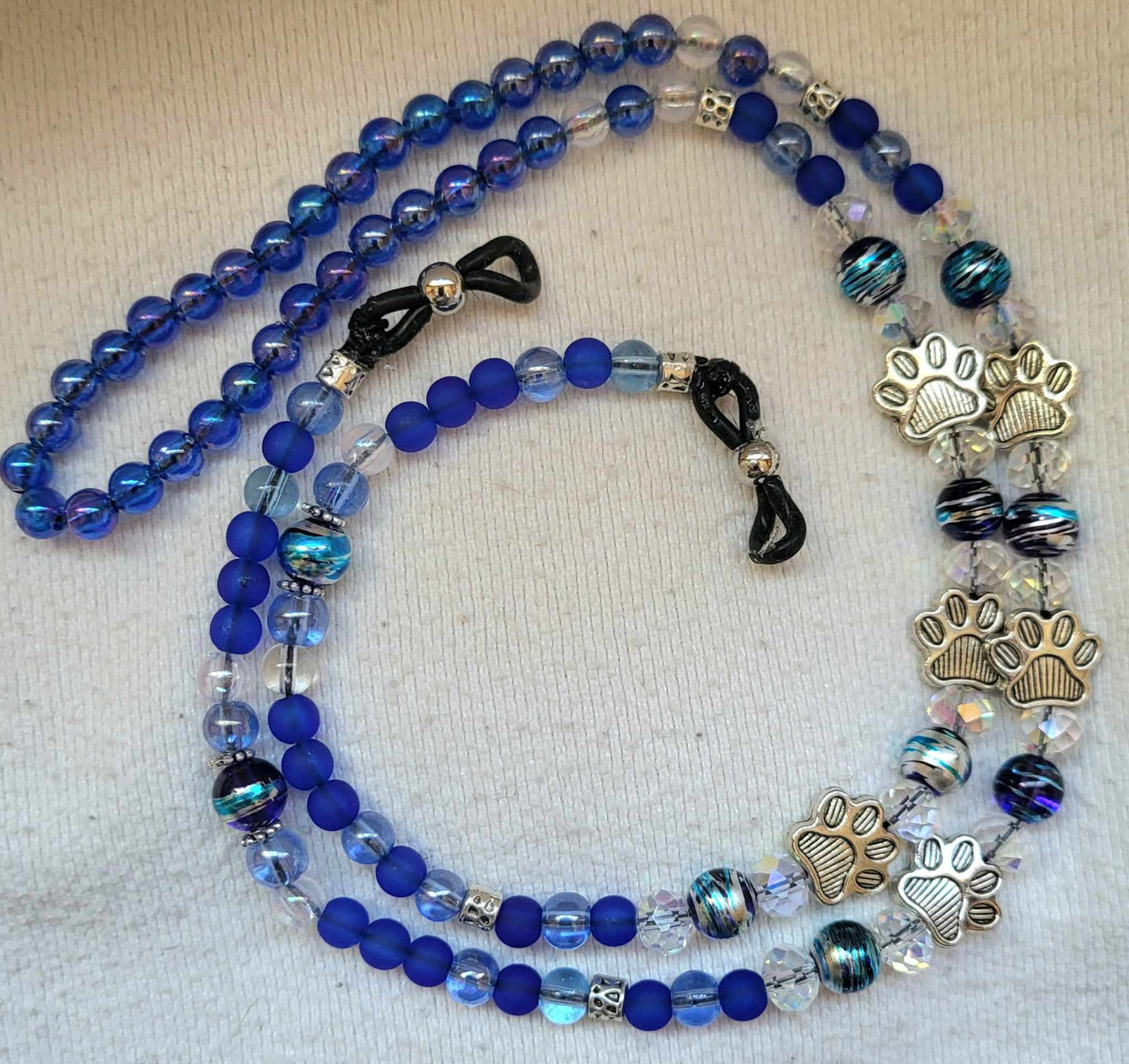 Blue Dog Paws Crystal Beaded Eyeglass Lanyard / Eyeglass Chains / Eyeglass Holder