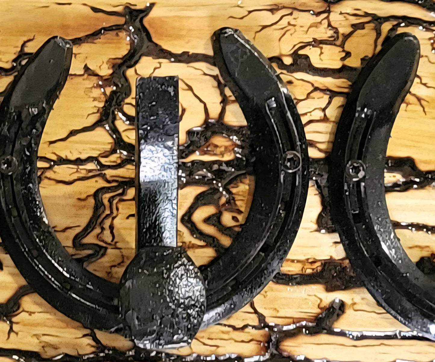 Reclaimed Horseshoe Fractal Burned Coat & Hat Rack