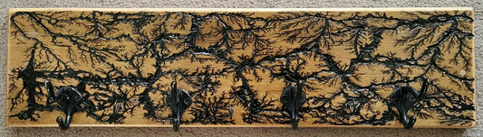 Fractal Burned Coat Rack with Key Holder