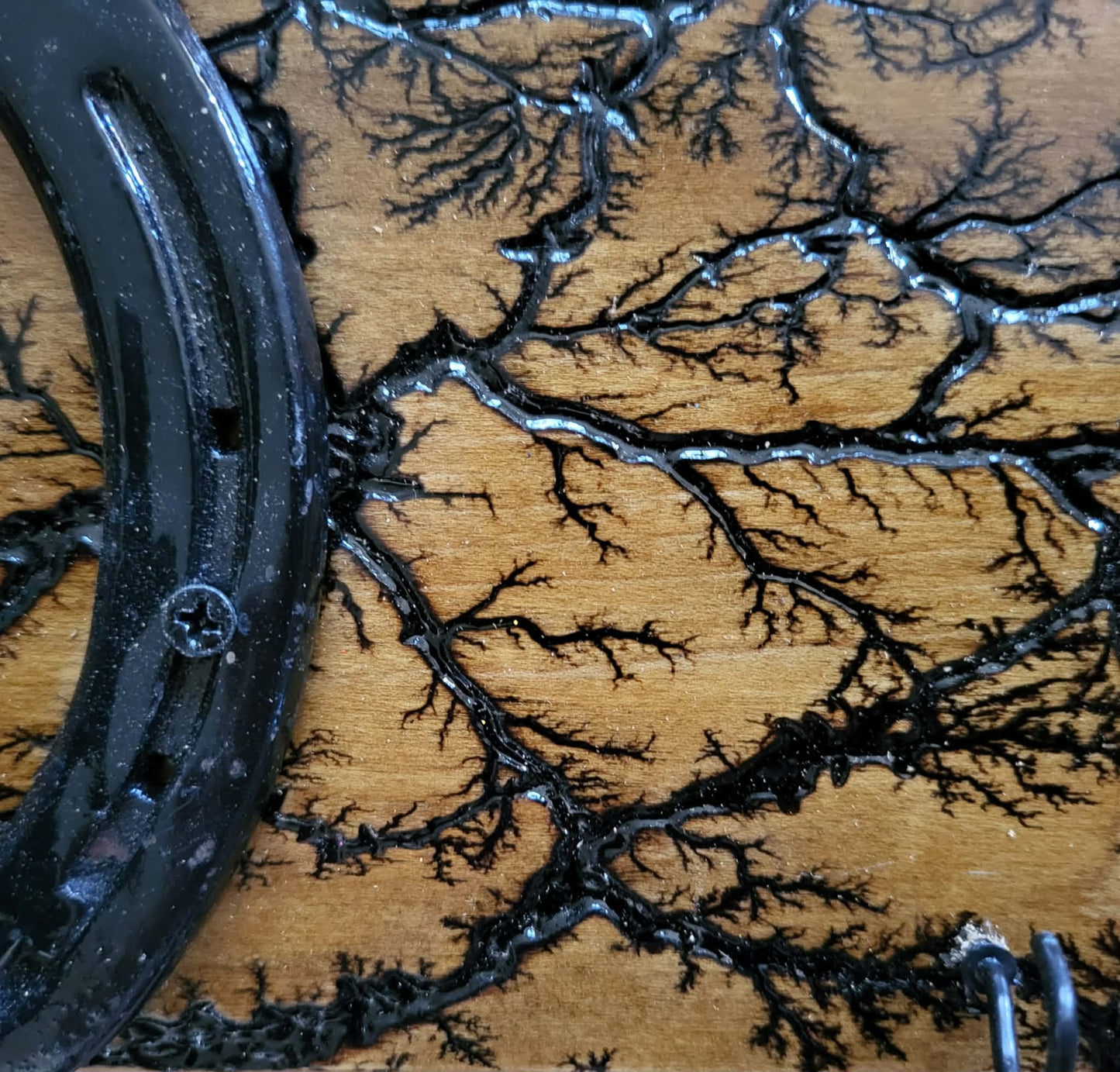 Reclaimed Horseshoe Fractal Burned Coat & Hat Rack for 2