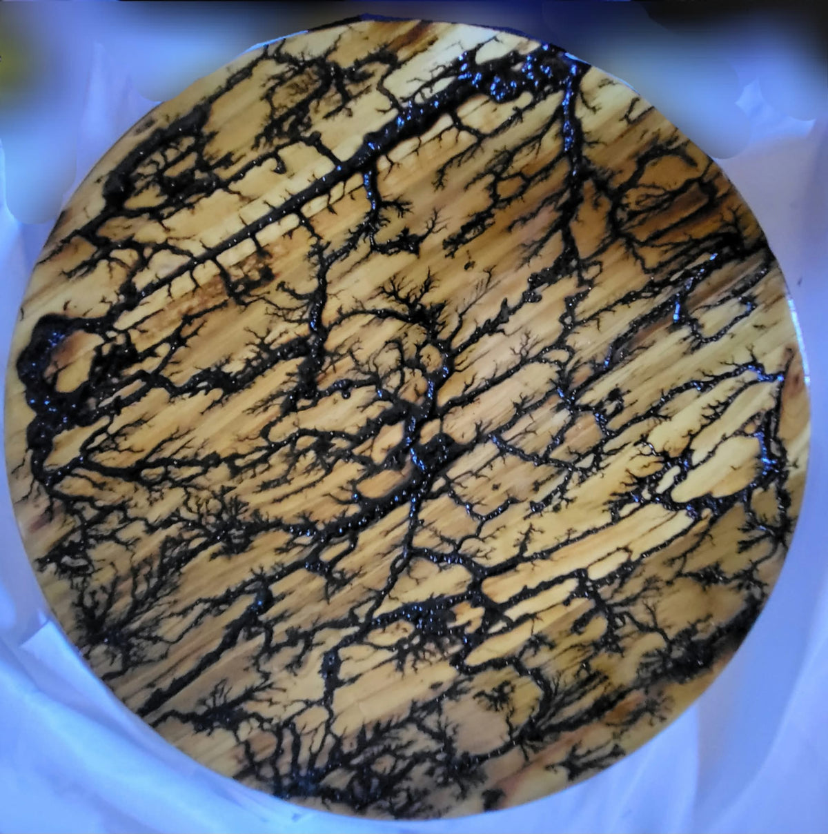 17 1/2" Natural Fractal Burned Lazy Susan - Centerpiece