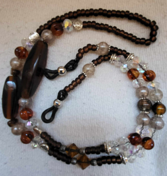 Amber Crystal Beaded Eyeglass Lanyard / Eyeglass Chain