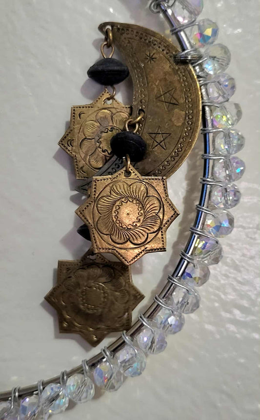 Celestial Sun & Moon Suncatcher with Hanging Prism, Garden Art, Yard Decor, Window Art