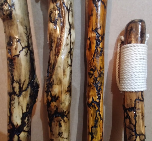 Fractal Burned Solid Wood Hiking Sticks